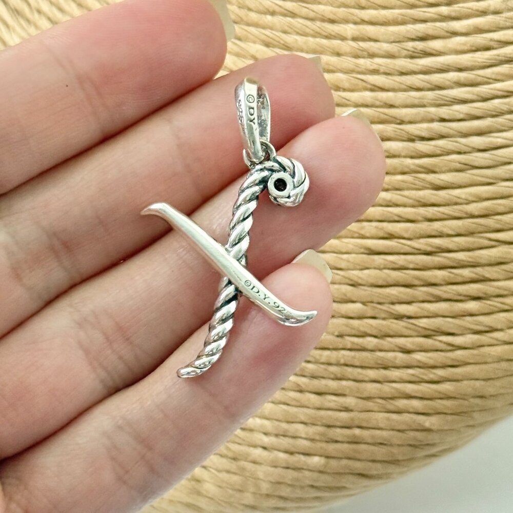 David Yurman Script Initial X Amulet .925 Sterlin… - image 2